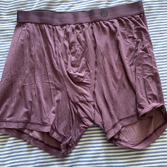 MENS LULULEMON BOXER BRIEFS Maroon striped XL - Picture 1 of 5